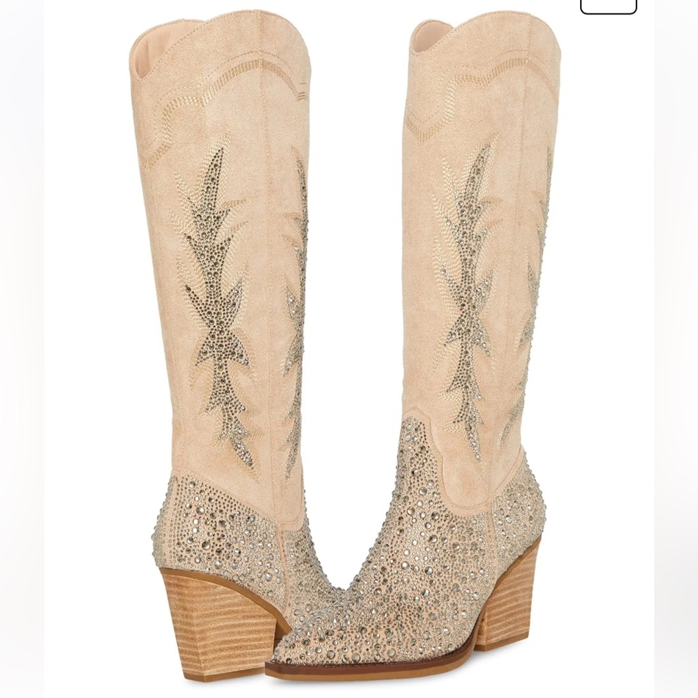 Madden Girl Cream and Silver Heeled Boots